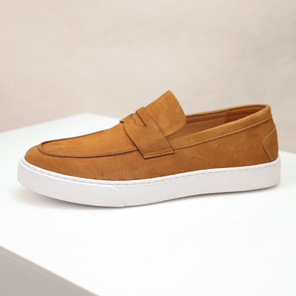Mens Genuine Leather Slip-On Loafers Breathable Casual Shoes