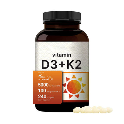 Vitamin D3 and K2 Softgel Capsules Bone Support Daily Fit