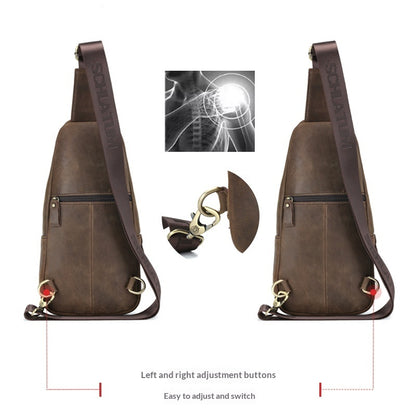 Men’s Cowhide Leather Crossbody Sling Bag Vintage.