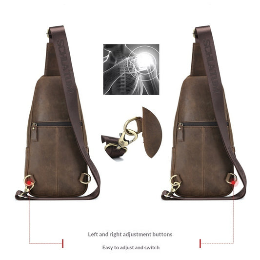 Men’s Cowhide Leather Crossbody Sling Bag Vintage.