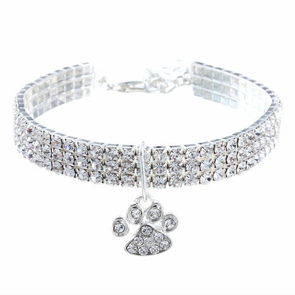 Diamond Pet Collar – Elastic Bling Necklace for Cats & Dogs