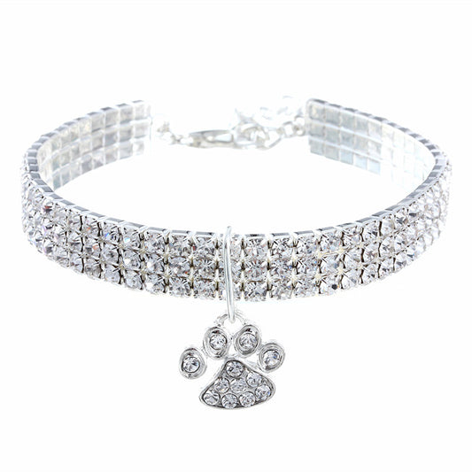 Diamond Pet Collar – Elastic Bling Necklace for Cats & Dogs