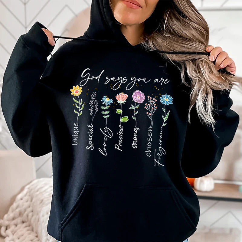 Buy Fashion “God Says You Are Unique” Flower Print Casual Top