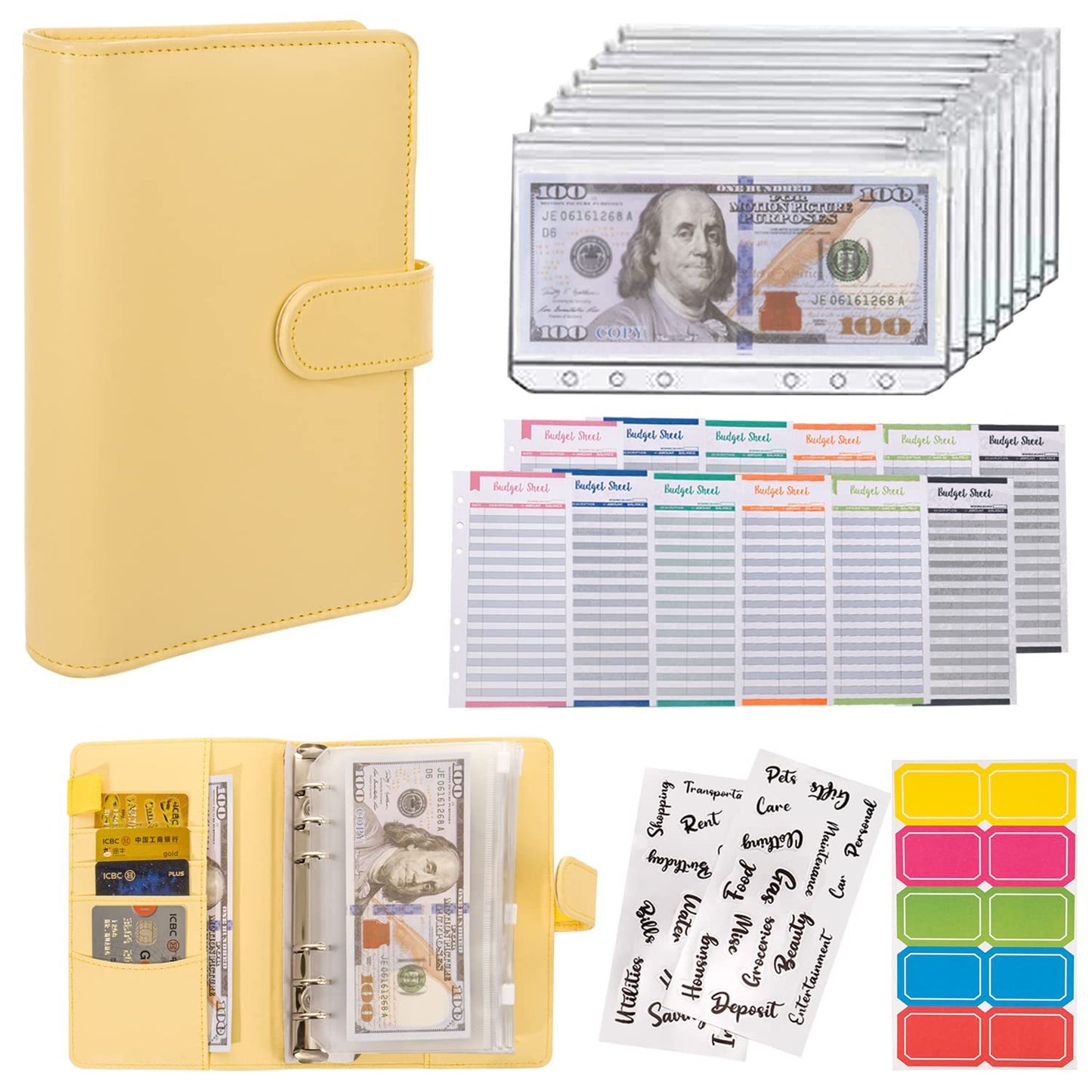 Macaron Loose-Leaf Leather Notebook with Zipper Wallet Bag