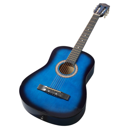 Blue 38in Acoustic Guitar with Picks, Strings, Capo & Case