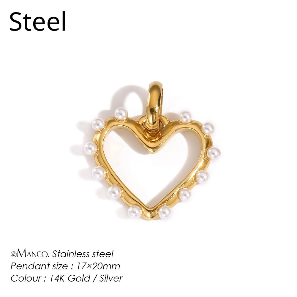 Stainless Steel Necklace Ring Earrings Set with Diamonds