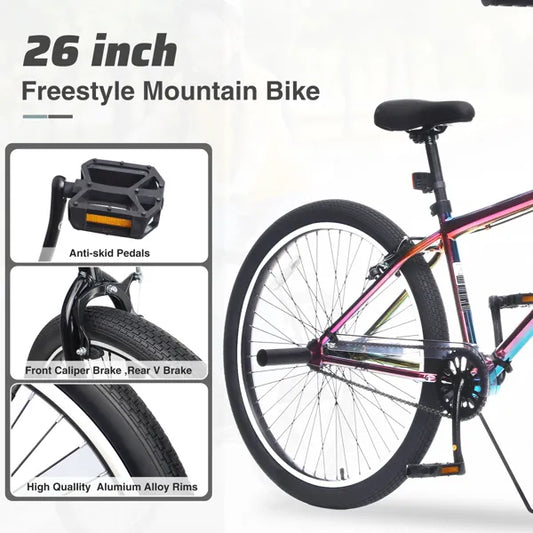 Freestyle Teen Bicycle – Single Speed Steel Frame with Pegs & Dual Brakes