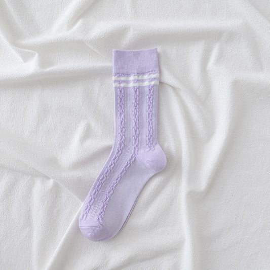 Stylish Purple Toned Women's Mid-Calf Socks Lightweight