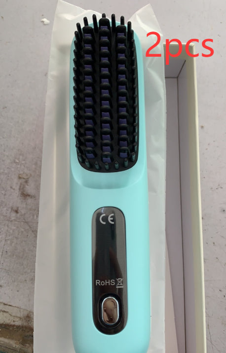 2-in-1 Hair Straightener Brush Wireless Fast Heating Comb