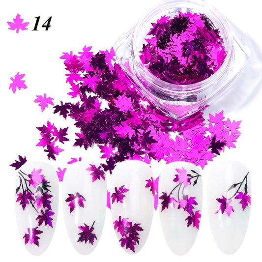 Maple Leaf Gradient Nail Sequins Stylish Nail Decorations