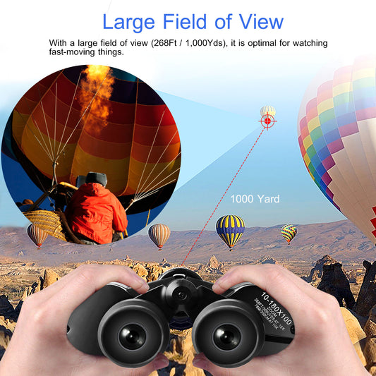 Portable Zoom Binoculars with FMC Lens – Low Light Night Vision for Bird Watching, Hunting, Sports Events