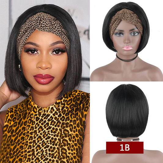 Straight Bob Headband Wig – Natural Human Hair for Daily Wear