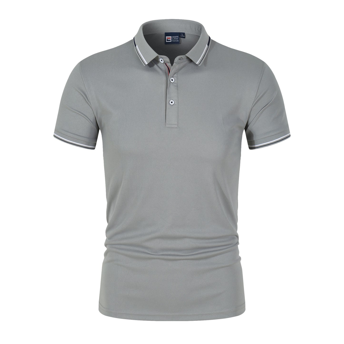 Buy Solid-Color Men’s Polo Shirt with Stand-Up Collar