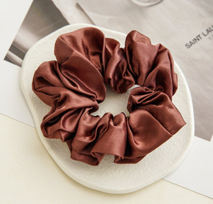Satin Cloth Hair Tie Set – Large Circle Solid Color Hair Bands