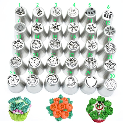30 PCS Stainless Steel Cake Decorating Nozzle Set DIY Tool