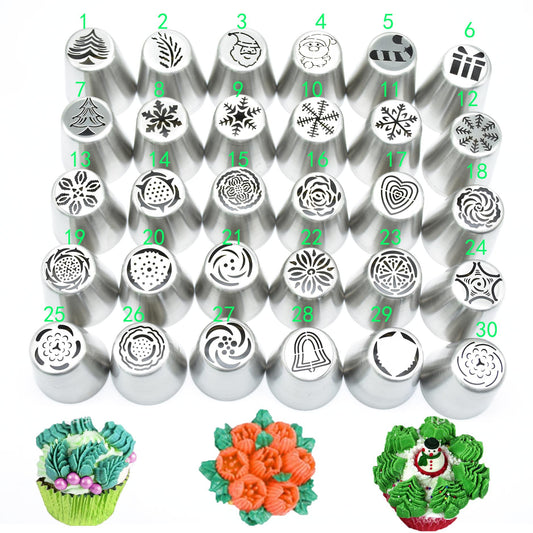 30 PCS Stainless Steel Cake Decorating Nozzle Set DIY Tool