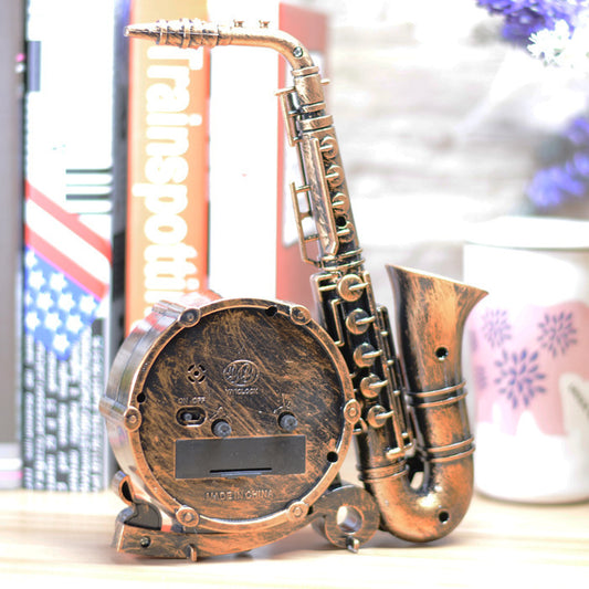 Vintage Saxophone Alarm Clock with Retro Musical Design