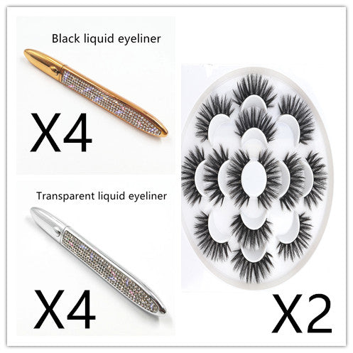 False Eyelashes with Self-Adhesive Eyeliner Multicolor Set