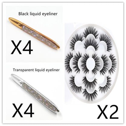 False Eyelashes with Self-Adhesive Eyeliner Multicolor Set