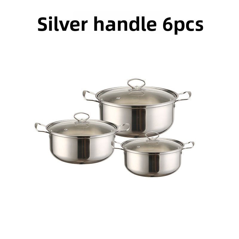 Stainless Steel Cookware Set Glass Lid Pots and Pans Kitchen