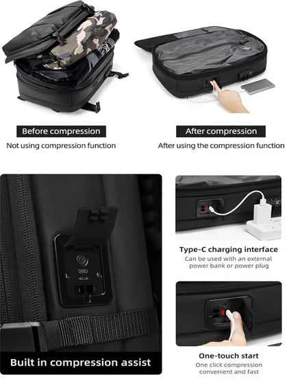 60L Vacuum Compression Travel Backpack with Ergonomic Design