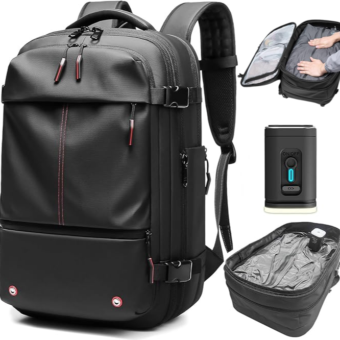60L Vacuum Compression Travel Backpack with Ergonomic Design