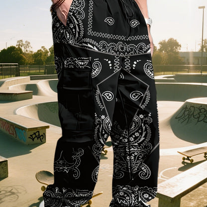 Loose Fit Men's Work Pants with Adjustable Drawstring Waist