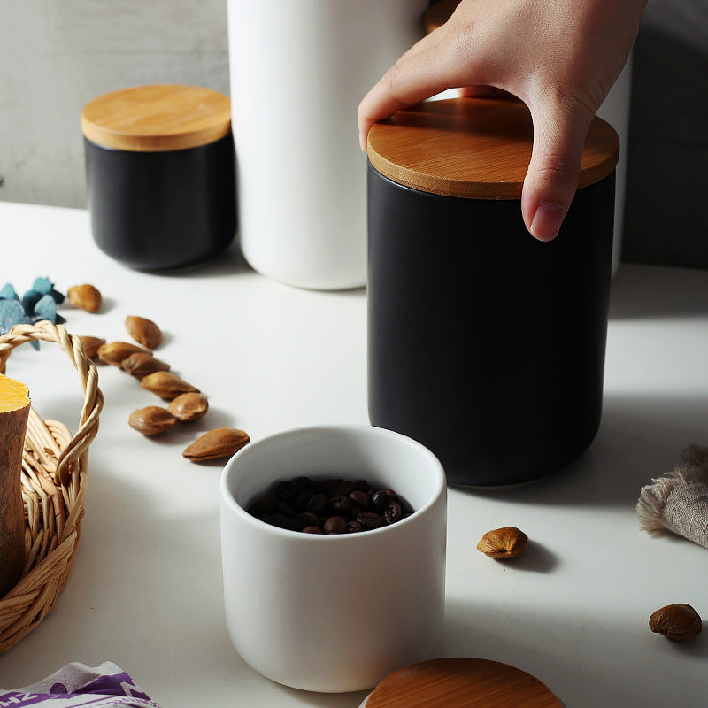 Buy First Kitchen Ceramic Wooden Lid Sealed Storage Jar Set
