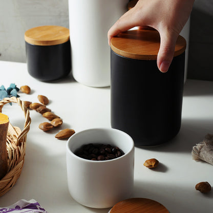 Buy First Kitchen Ceramic Wooden Lid Sealed Storage Jar Set