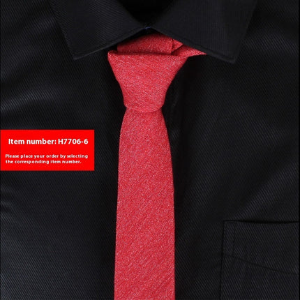 Solid Color Korean Style Narrow Cotton Men’s 6cm Wedding Tie