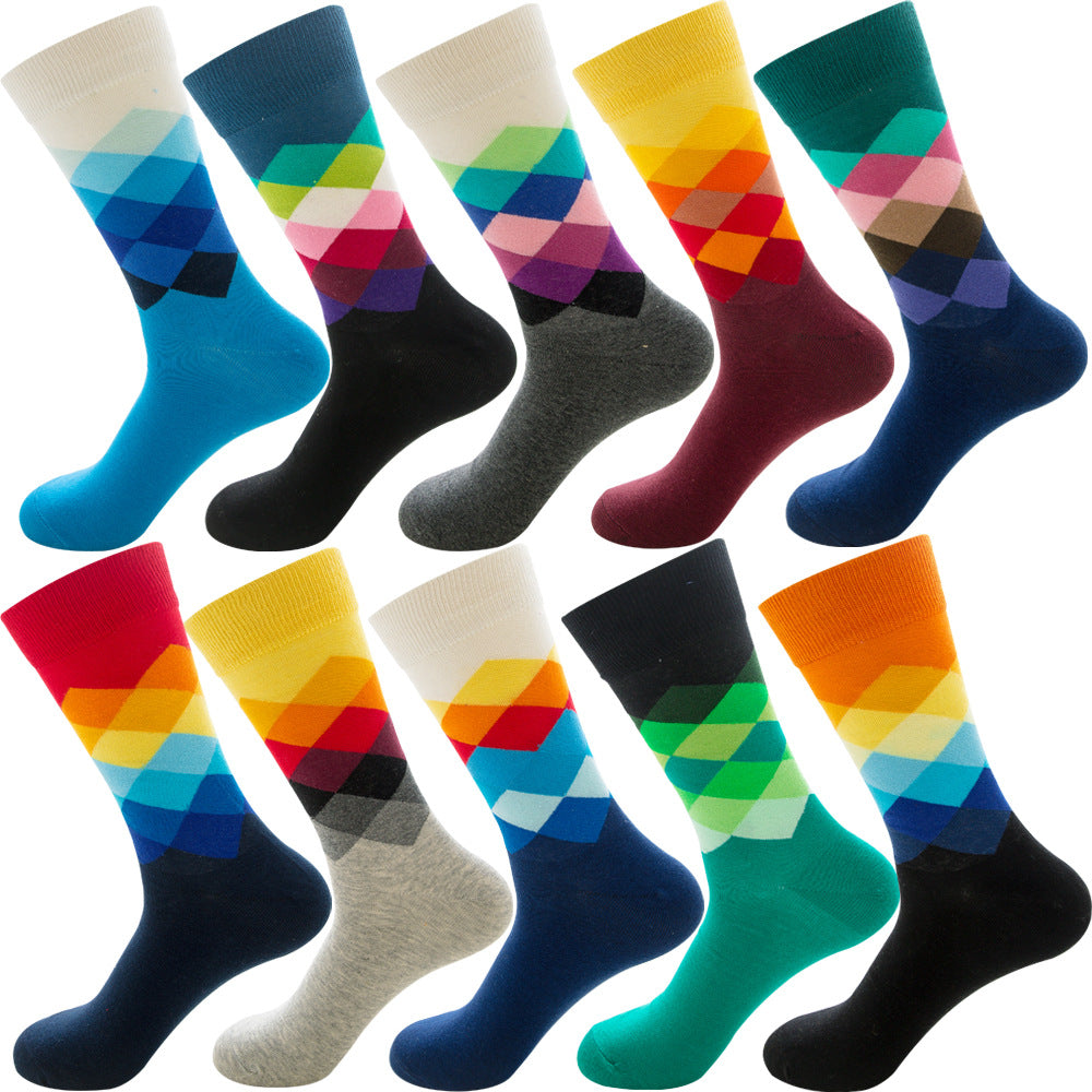 Men’s Autumn Diamond Patterned Socks Christmas Fruit Patterns