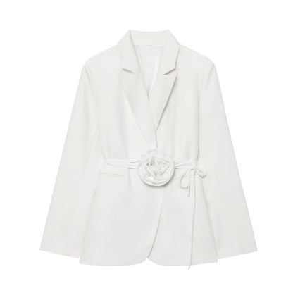 Buy Trendy Loose-Fit Lace-Up Blazer With 3D Floral Embellishments