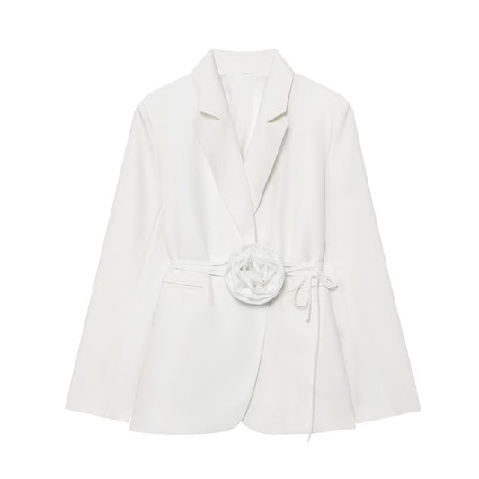 Buy Trendy Loose-Fit Lace-Up Blazer With 3D Floral Embellishments