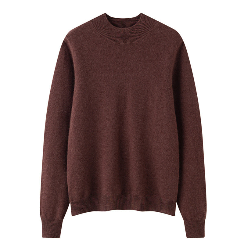 Women's Solid-Color Loose-Fit Mock-Neck Sweater Cozy Comfort