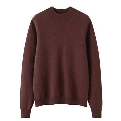 Women's Solid-Color Loose-Fit Mock-Neck Sweater Cozy Comfort