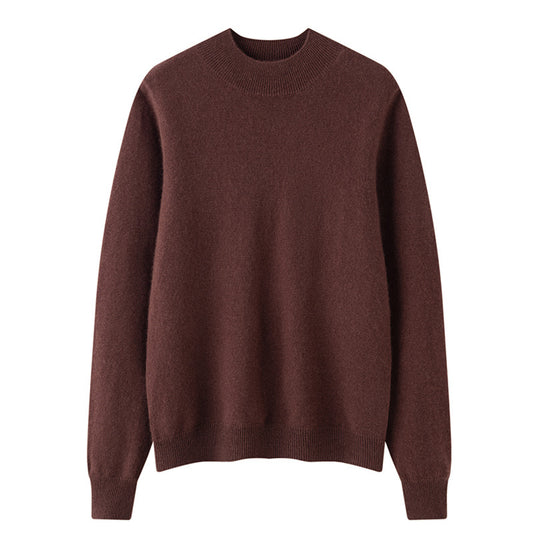 Women's Solid-Color Loose-Fit Mock-Neck Sweater Cozy Comfort