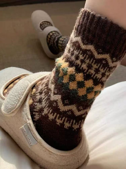 Nordic Fair Isle Wool Winter Socks for Cold Weather Wear Pair