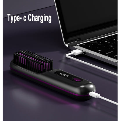 2-in-1 Hair Straightener Brush Wireless Fast Heating Comb