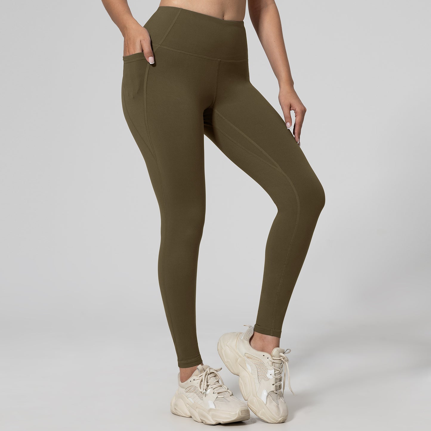 Fitness Running Leggings Hip-Lifting High-Waisted with Pockets