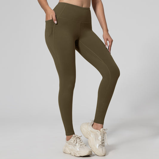 Fitness Running Leggings Hip-Lifting High-Waisted with Pockets