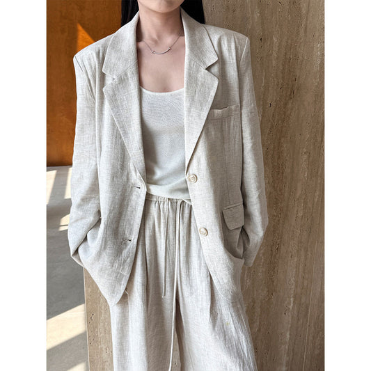 Sophisticated Tencel Linen Blazer and Pants Suit for Women