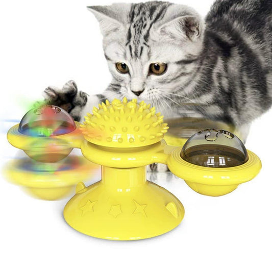 Interactive Windmill Cat Toy with LED Ball & Catnip