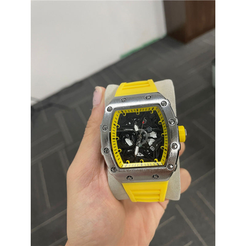 Cylindrical Men’s Watch with Luminous Quartz Movement for Men