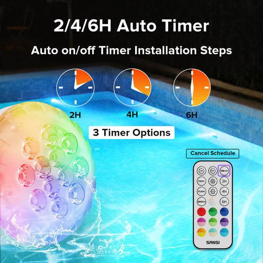 SANSI IP68 Waterproof RGB Pool Light Rechargeable LED Lamp