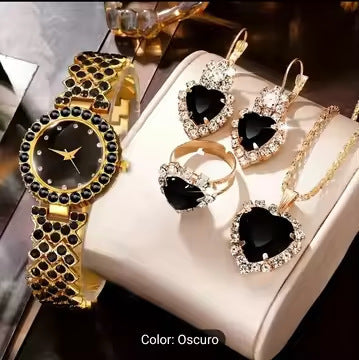 Colorful Crystals Quartz Jewelry Suit with Watch Stylish Set