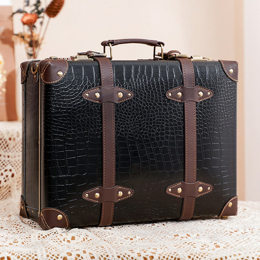 Retro Style Leather Look Suitcase Storage Box for Storage