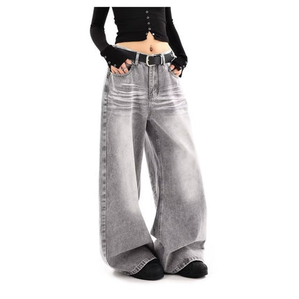 Buy Women’s Embroidered High Waist Wide Leg Vintage Denim Jeans