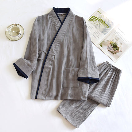 Buy Men’s Kimono Style Pure Cotton Gauze Pajamas Set