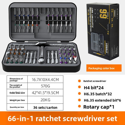 66-in-1 Ratchet Screwdriver Set with S2 Steel Bits