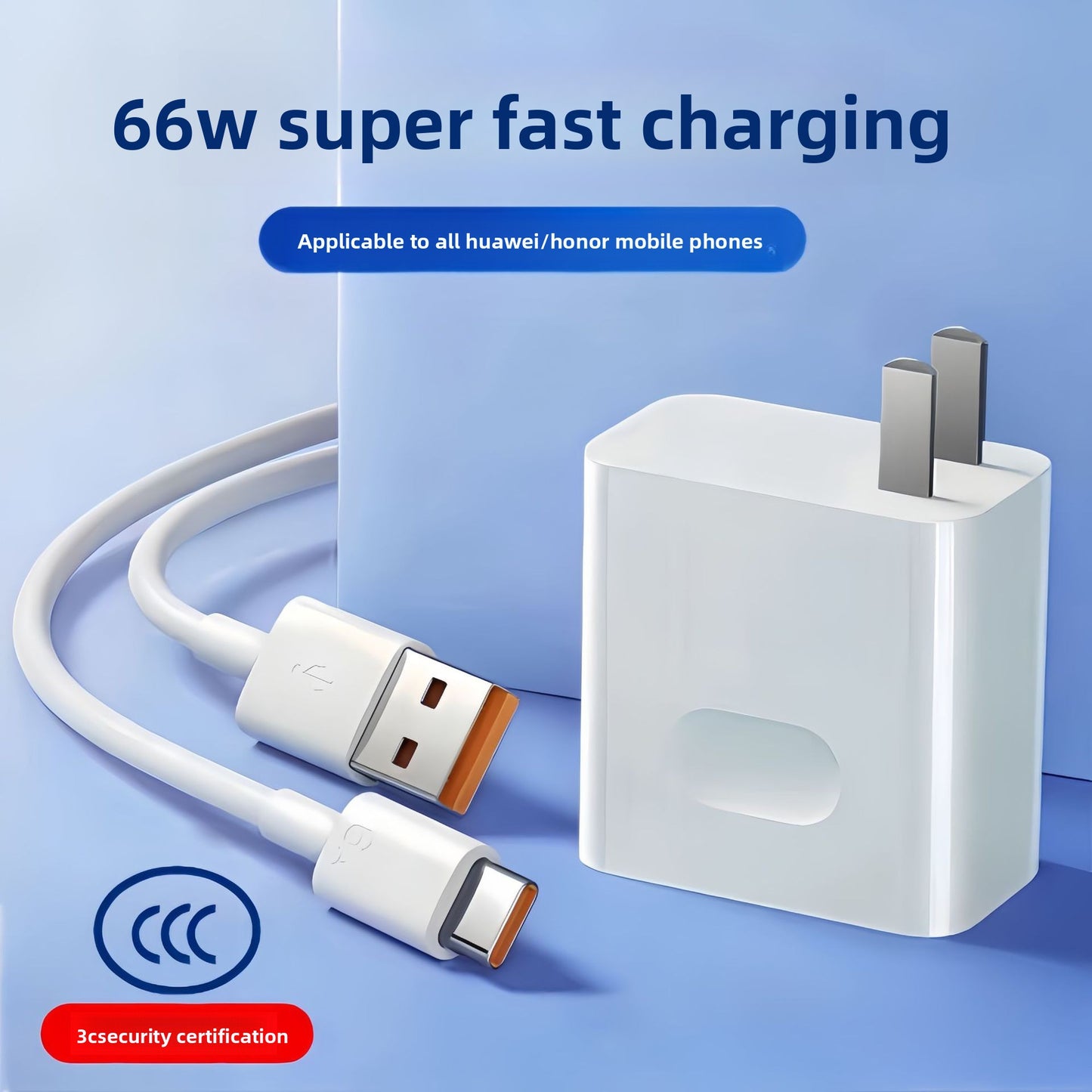 66W Super Fast USB Charger with 6A Data Cable